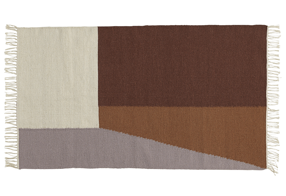 שטיח קילים בגווני חום אדמה בסגנון נורדי סקנדינבי